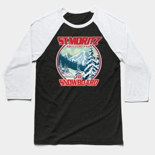 St Moritz Switzerland to Snowboard Baseball T-Shirt